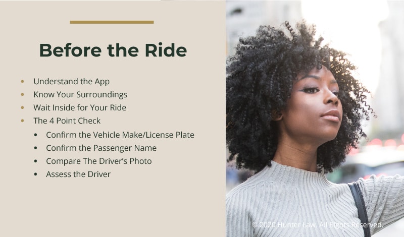 Callout 1- Female waiting for rideshare- Before the ride tips listed