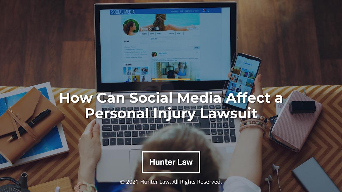 Person sitting in front of a computer screen with Title: How Can Social Media Affect a Personal Injury Lawsuit