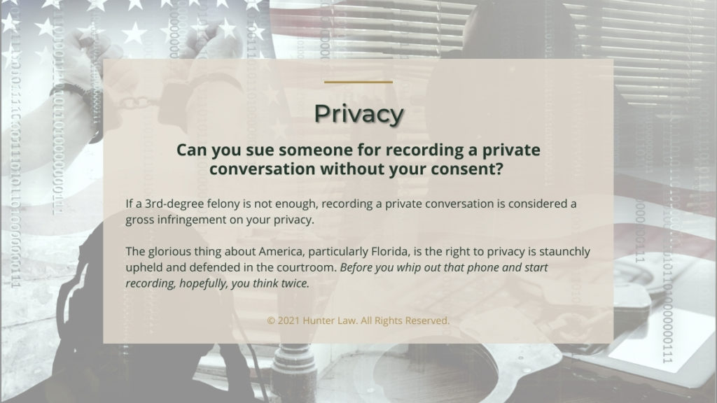 Callout 4- Text: Privacy - Can You Sue Someone for recording a private conversation with blurred background
