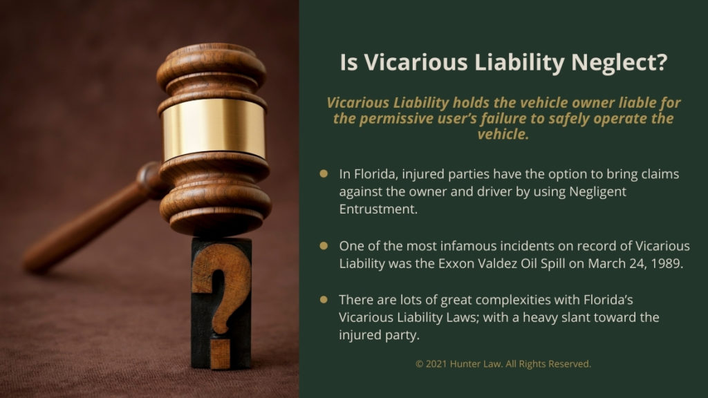 Callout 2- judges gavel on top of wooden question mark-Is Vicarious Liability Neglect-3 bullet points