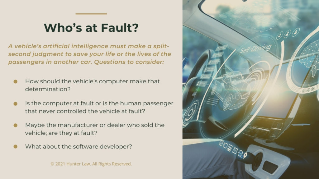 Callout 2- interior of driverless vehicle A1 dashboard-Who's at Fault- 3 questions to consider about A1