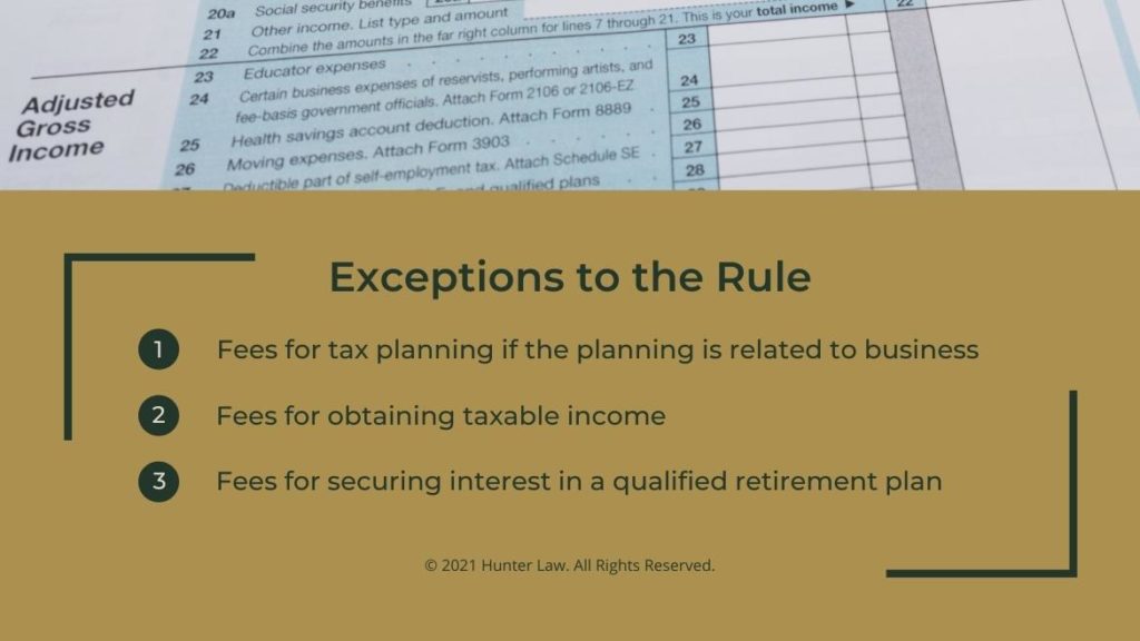 Callout 4- Bottom section of 1040 tax form - Exceptions to the Rule - 3 exceptions listed