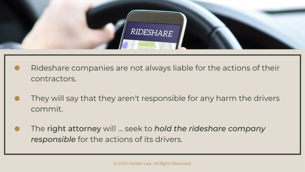 Callout 3: Mobile phone open to rideshare app screen - 3 rideshare facts about liability