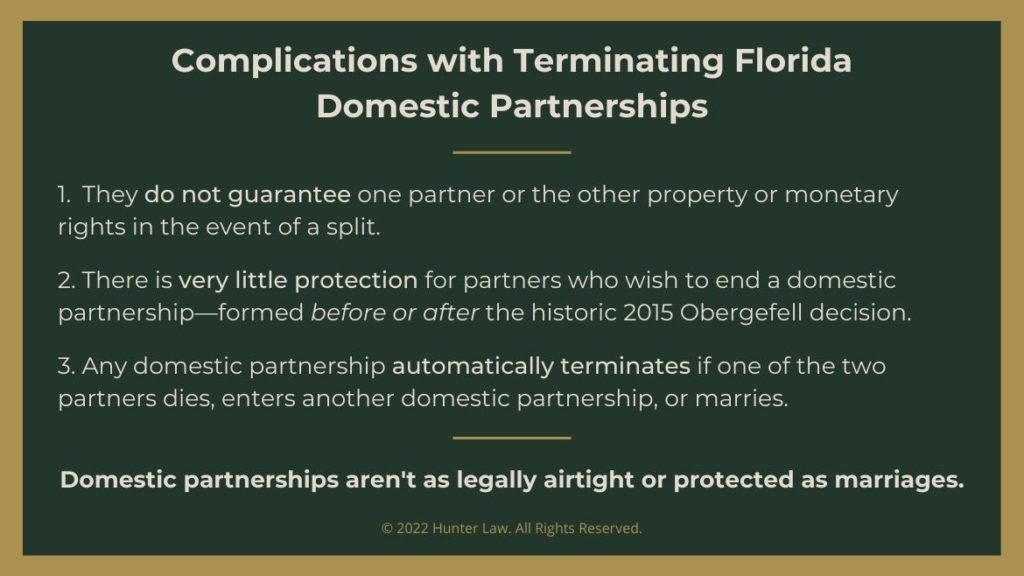 Callout 4: Complications with Terminating Florida Domestic Partnerships - 3 facts listed