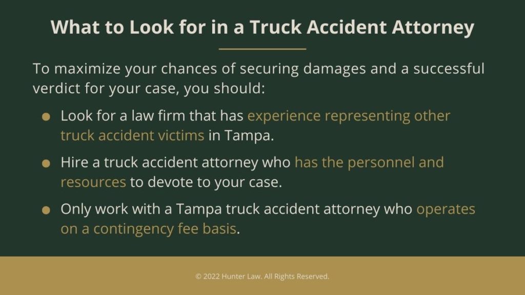Callout 4: What to look for in Tampa, truck accident lawyers- 3 bullet points listed