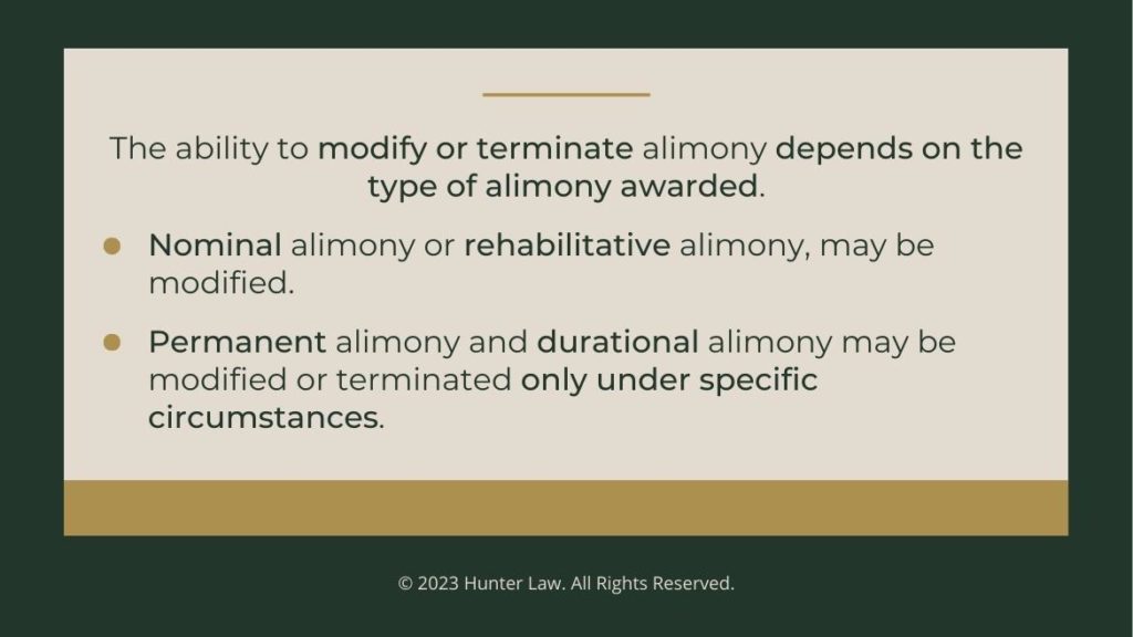 Callout 3: types of alimony may or may be modified- 2 facts given