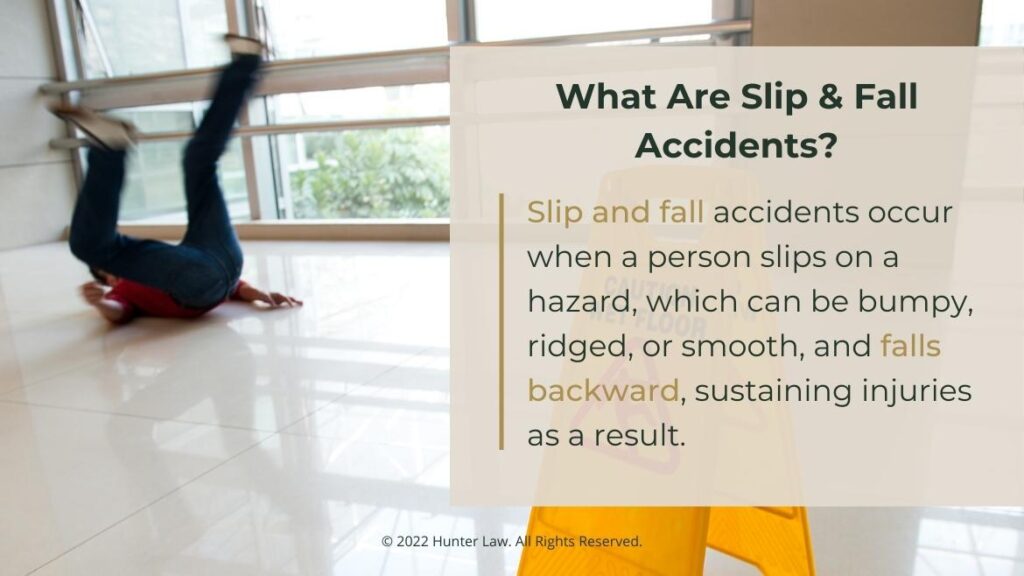 Callout 1- Male slips and falls next to wet floor caution sign- what are slip & fall accidents? - quote from text