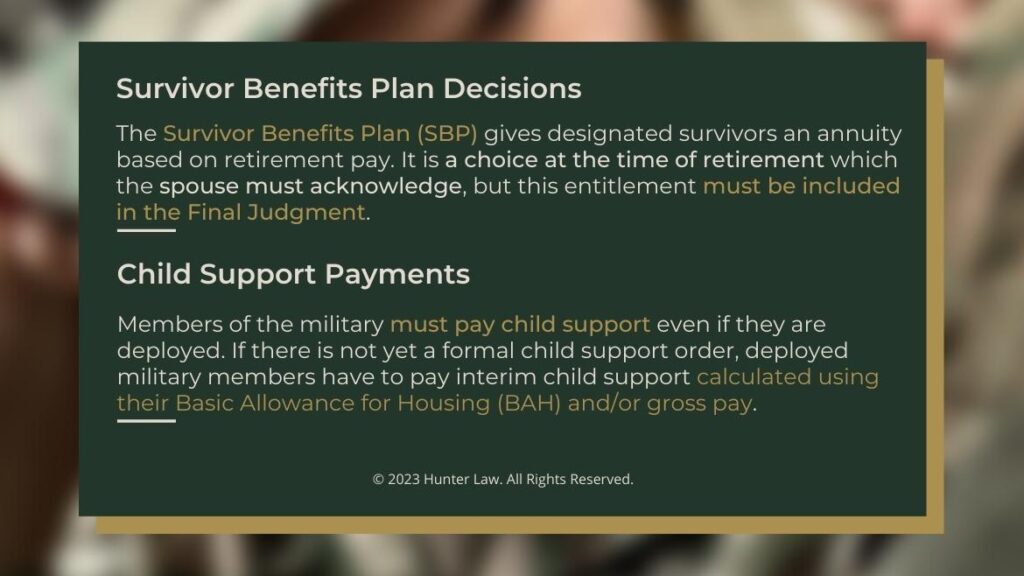 Callout 3: Survivor Benefits Plan Decisions - facts: Child Support Payments- facts