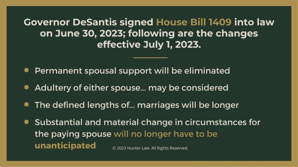 Callout 4: Florida House Bill 1409 changes July 2023- four changes listed