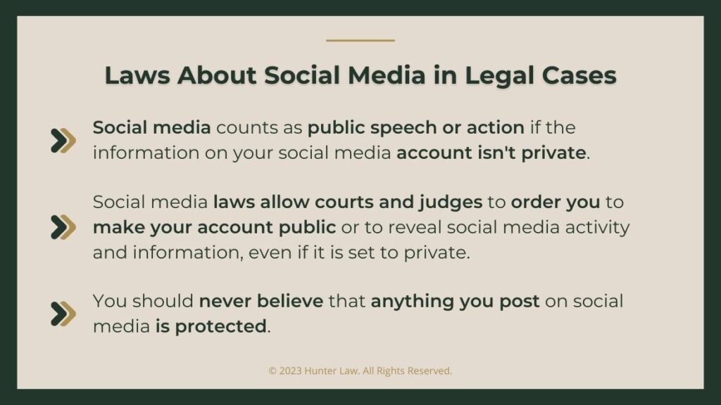 Callout 2: Laws about social media in legal cases- 3 facts listed.