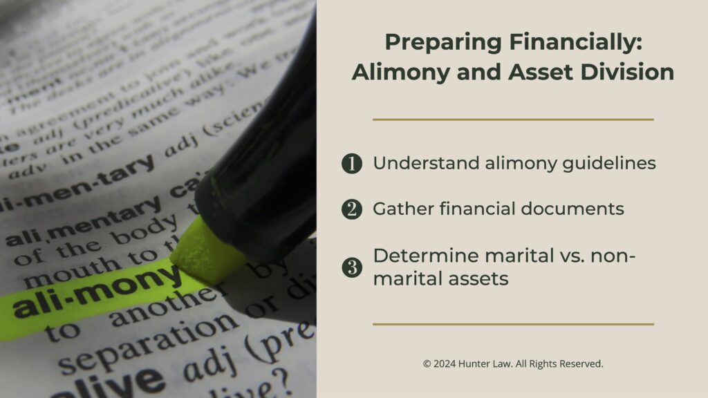 Callout 1: Dictionary definition of alimony- Preparing financially: alimony and asset division- three facts