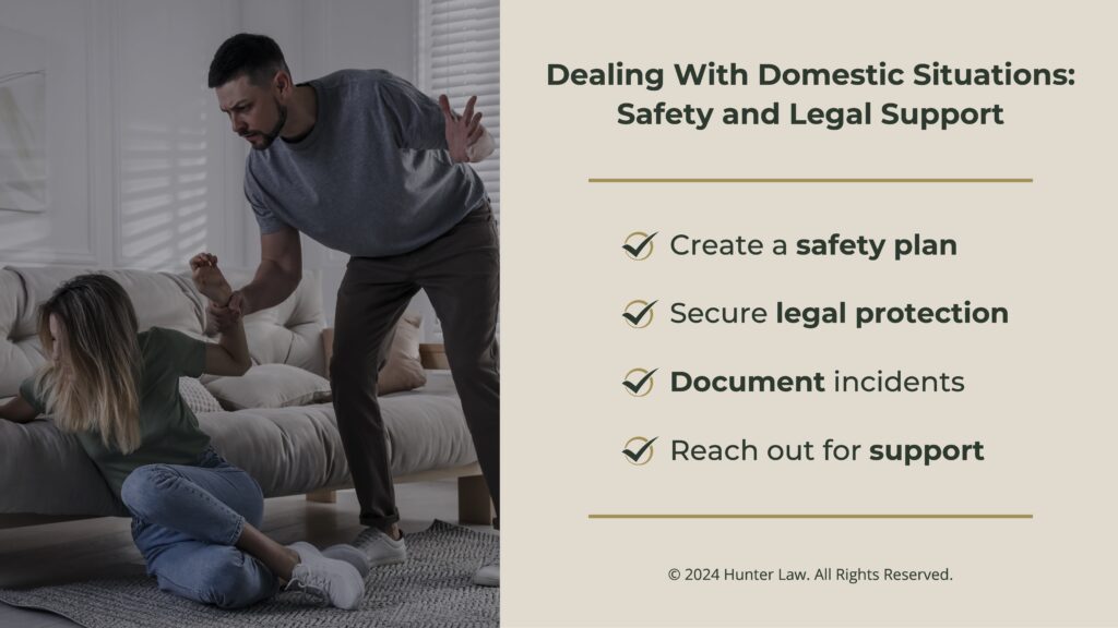 Callout 3: Domestic violence with a man to a woman in home- Dealing with domestic situations: safety and legal support- four steps.