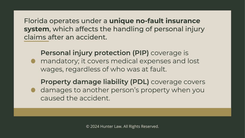Callout 1: Florida's no-fault insurance system- PIP coverage, PDL coverage.