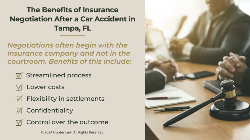 Callout 2: Team of lawyers working together at table- 5 benefits of insurance negotiation after a car accident in Tampa