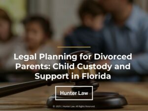 Featured: Judges gavel on desk with people in background- Legal Planning for Divorced Parents: Child Custody and Support in Florida