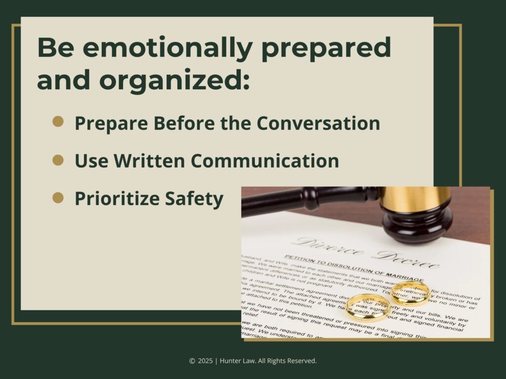 Divorce decree on desk with two wedding rings and judges gavel- Three steps to start the divorce process with a narcissist.