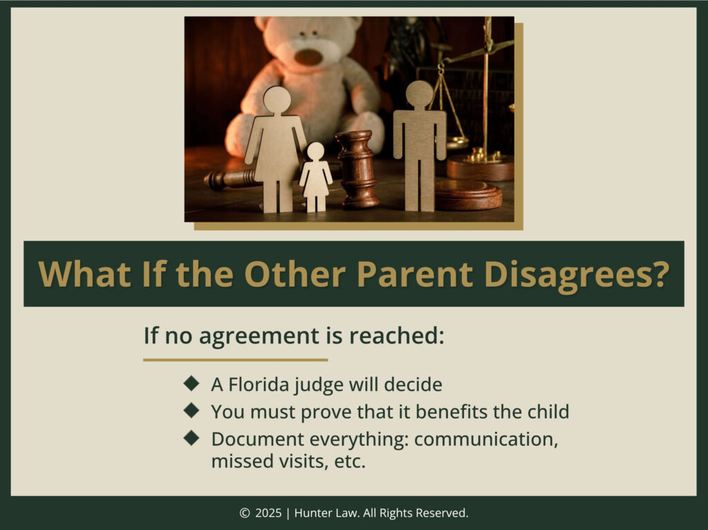 Wooden family figures on judges desk with gavel, teddy bear. 