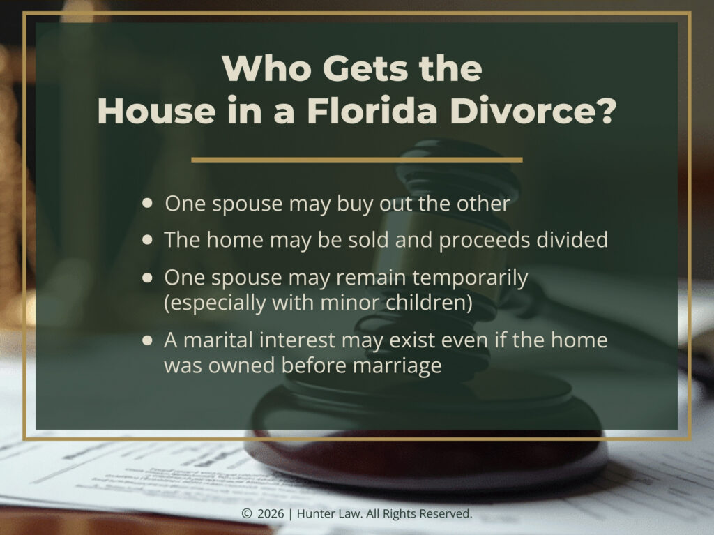 Four factors to determine who gets the house in a Florida divorce.