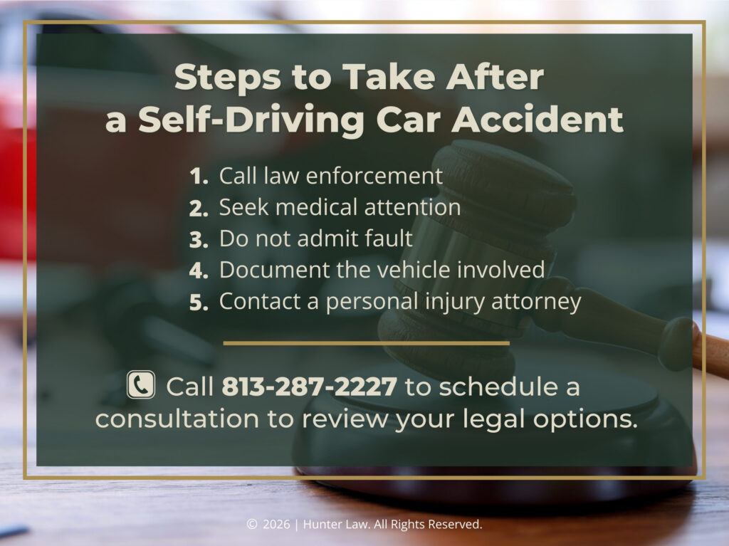 Five steps to take after a self-driving car accident.