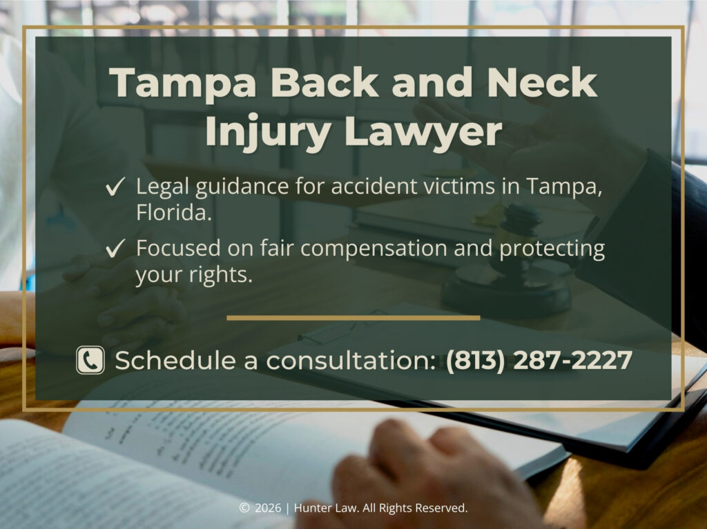 Tampa back and neck injury lawyer. Hunter Law phone number. 