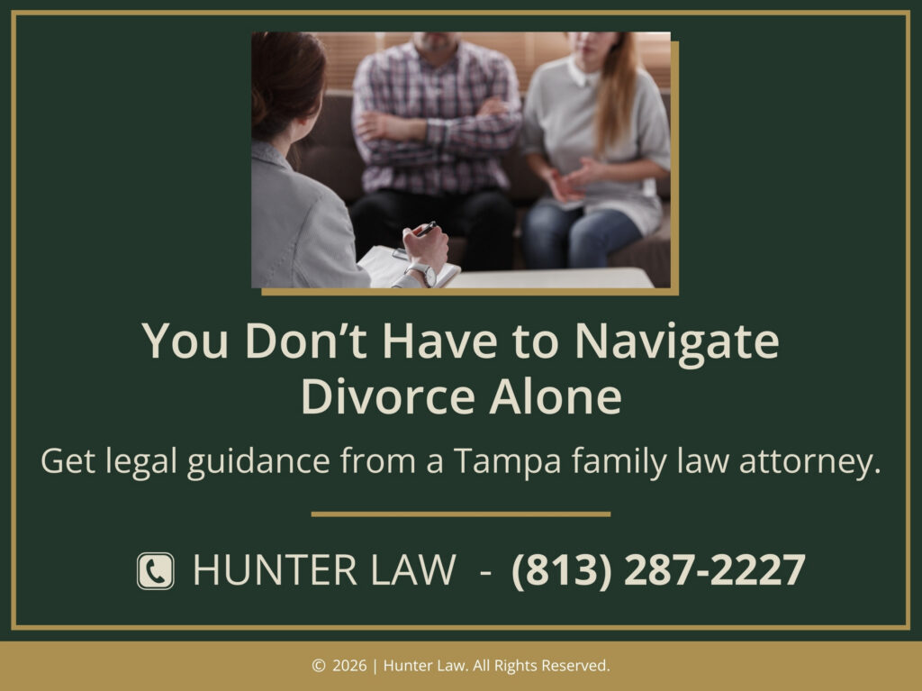 Couple sit consulting with an attorney. Get legal advice from a Tampa family law attorney. 